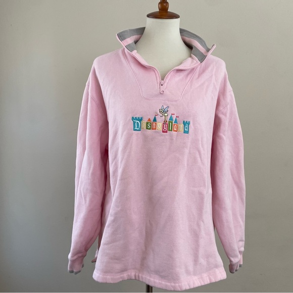 Disney Jackets & Blazers - Pink Disneyland Resort 1/4 Zip Jacket with Tinkerbell Large